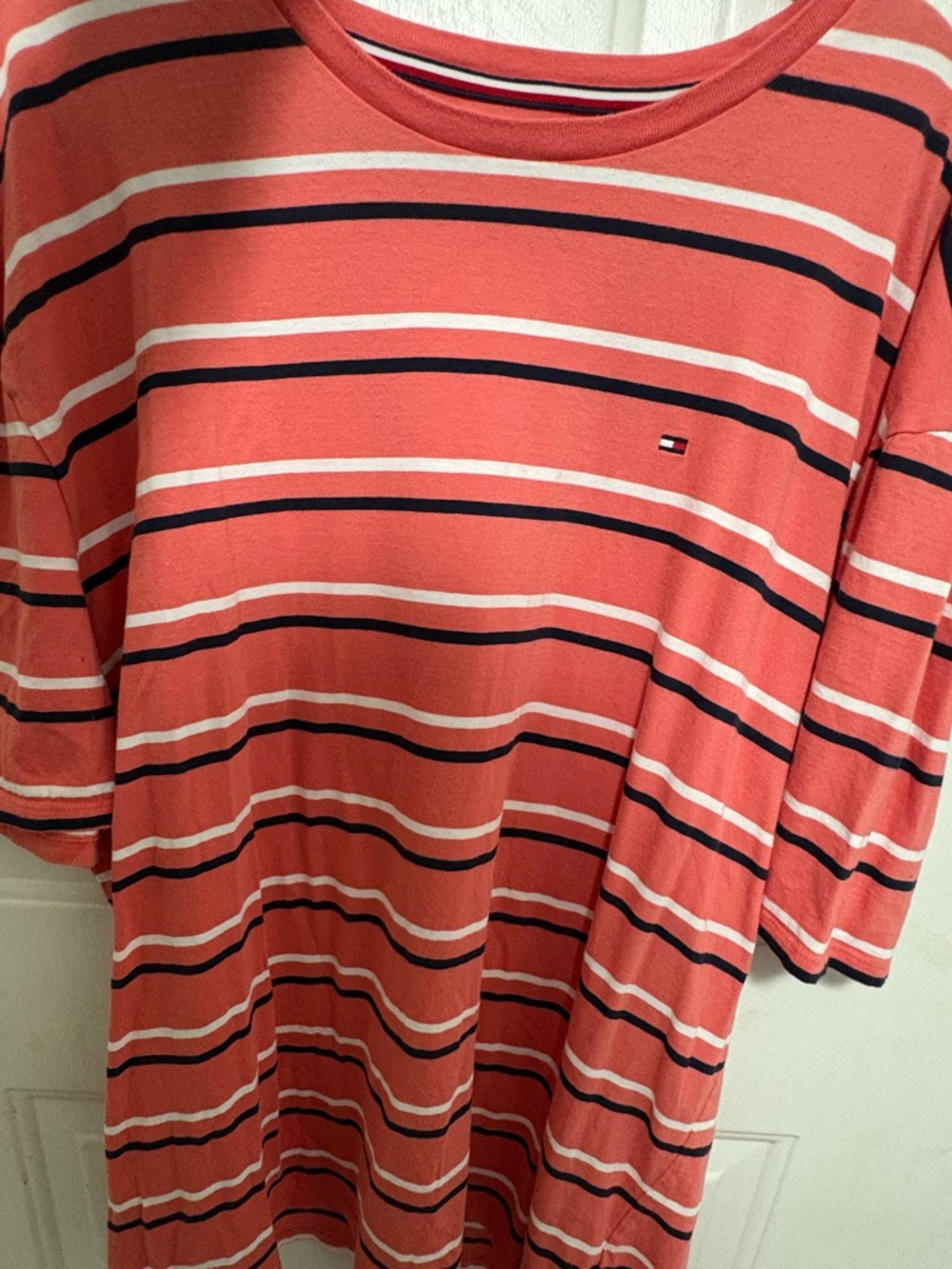 Tommy Hilfiger Coral and Navy Striped Tee